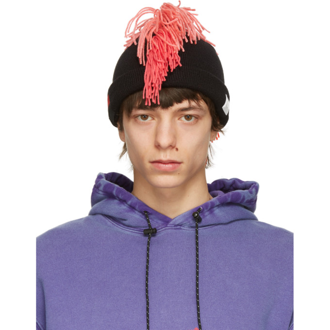 99% IS Black and Pink Fringe Beanie