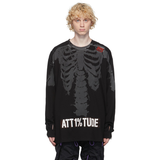 99% IS Black Reflective Skull Long Sleeve T-Shirt