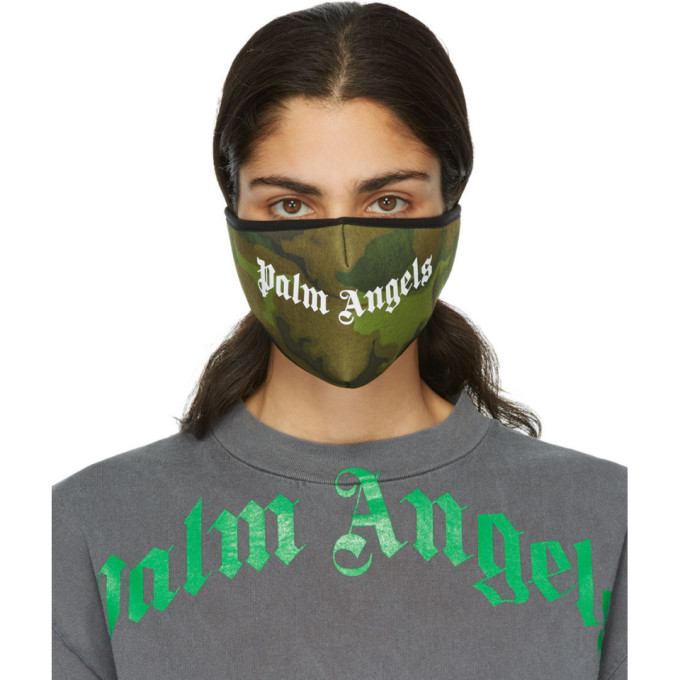 Palm Angels Green Camo Logo Mask