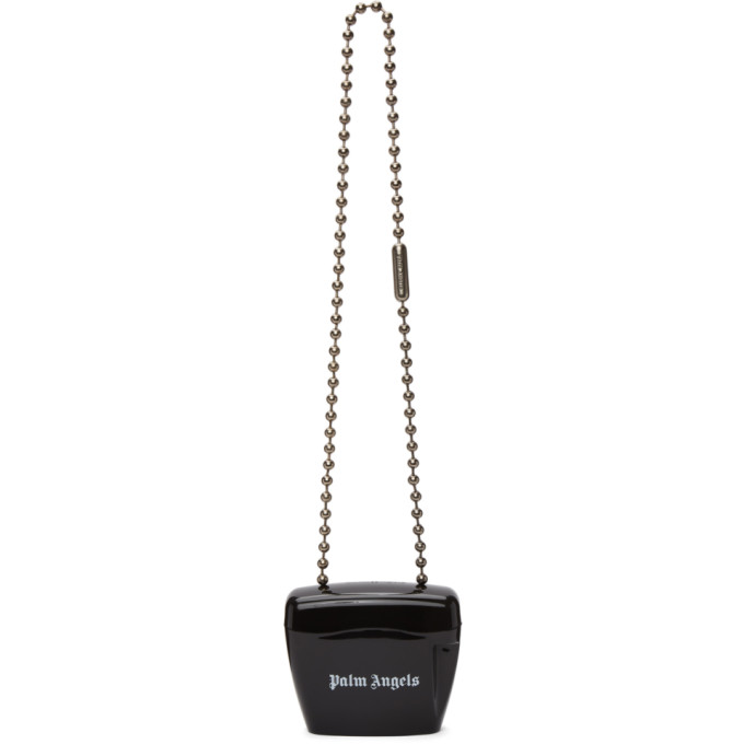 Palm Angels Black Mini Padlock Bag In Black White