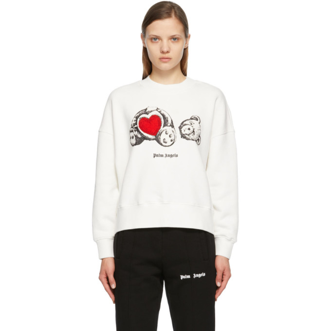 PALM ANGELS WHITE BEAR IN LOVE SWEATSHIRT