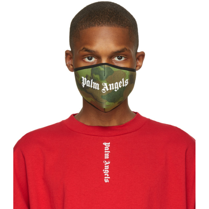 Palm Angels Green Camo Logo Mask