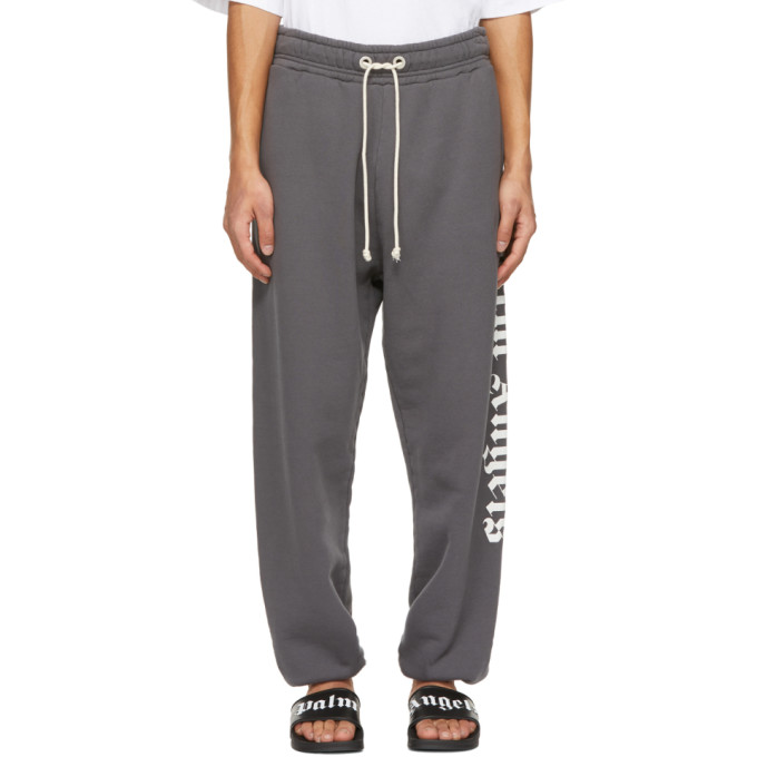 Palm Angels Grey Side Logo Lounge Pants In Black White