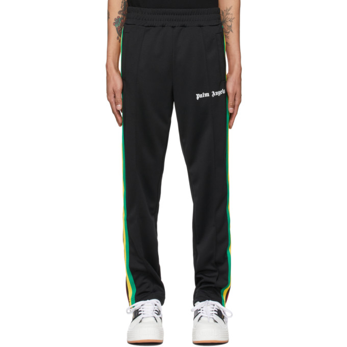 PALM ANGELS BLACK STRIPED TRACK PANTS