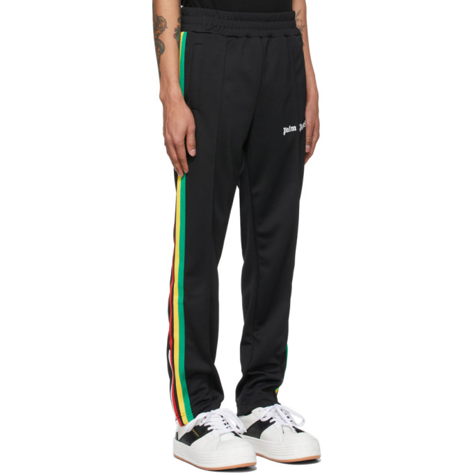 PALM ANGELS BLACK STRIPED TRACK PANTS