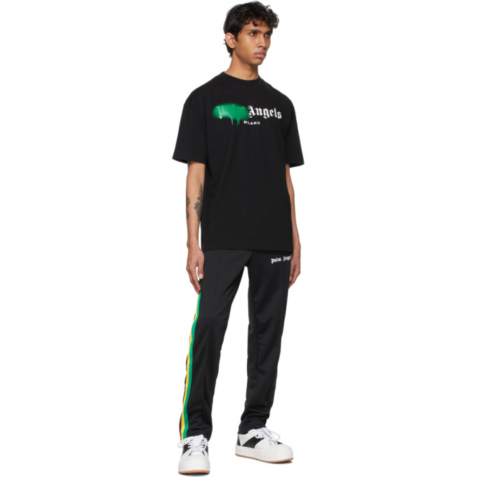 PALM ANGELS BLACK STRIPED TRACK PANTS