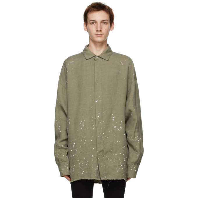 Palm Angels Khaki Paint Splatter Overshirt