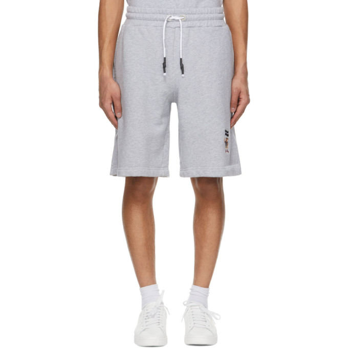 PALM ANGELS GREY PIRATE BEAR LOUNGE SHORTS