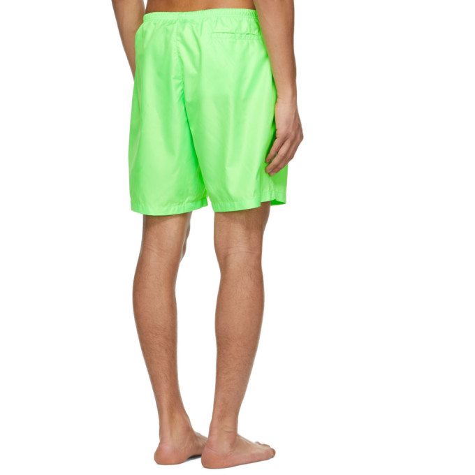 PALM ANGELS PALM ANGELS GREEN CURVED LOGO SWIM SHORTS