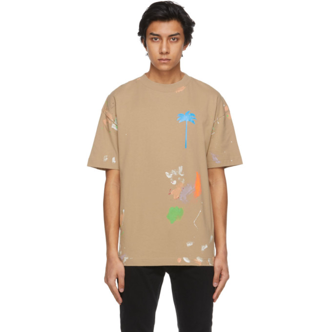 PALM ANGELS BEIGE PXP CLASSIC T-SHIRT