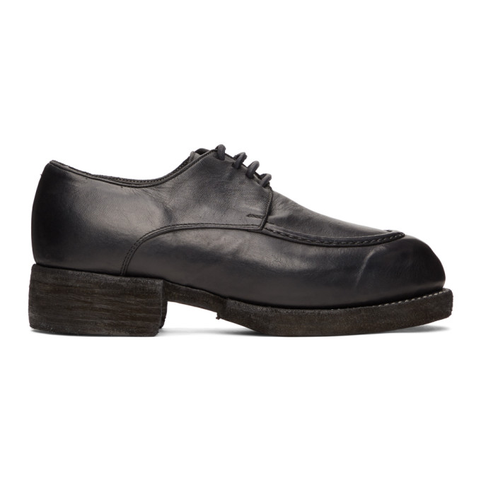 Guidi Black Contrast Stitch Derbys In Blkt