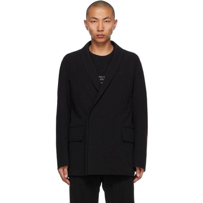 Wooyoungmi Black Concealed Double-Breasted Blazer