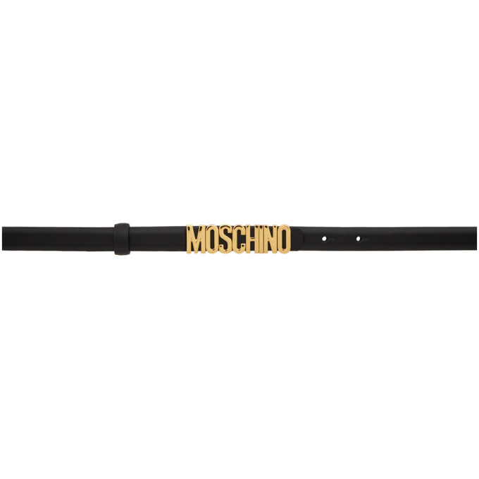Moschino Black Narrow Logo Belt
