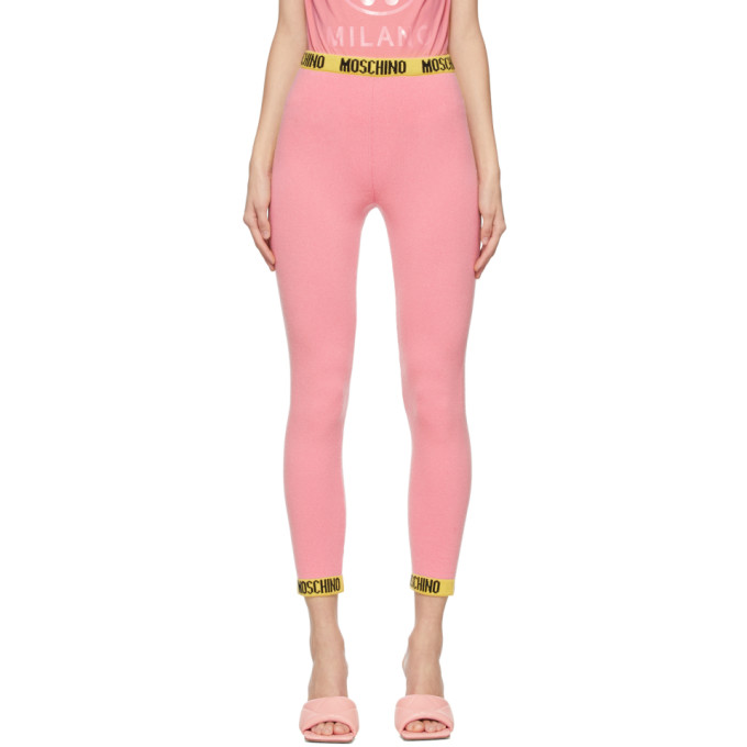 Moschino Pink Wool Logo Band Leggings