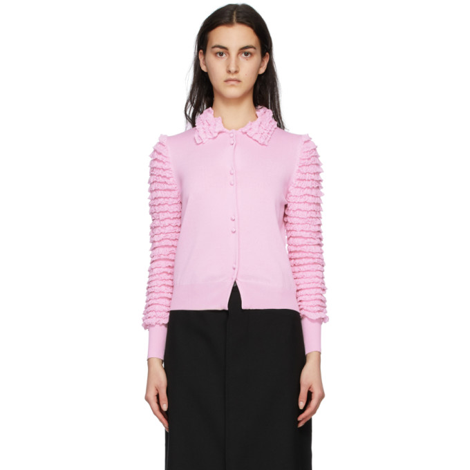 Moschino Pink Ruffle Sleeve Cardigan In A0222 Pink