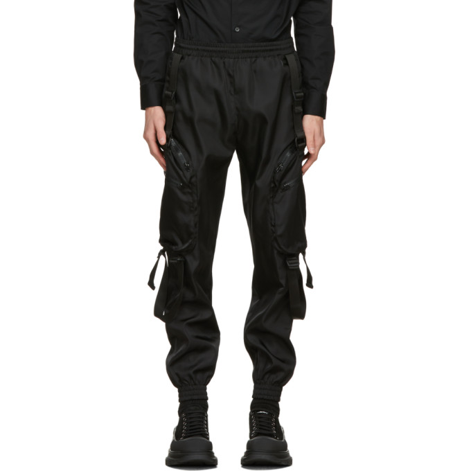 Black Nylon Technical Cargo Pants 