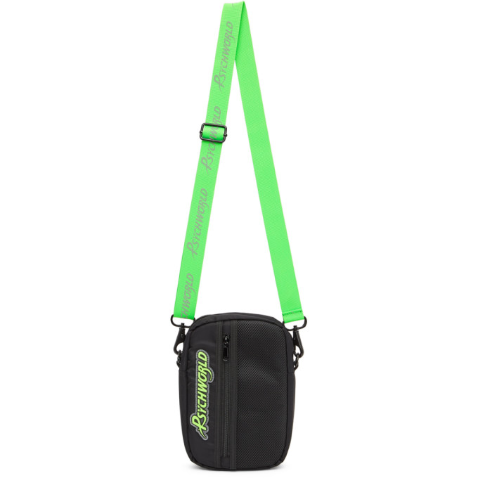 Psychworld Black and Green Logo Crossbody Bag