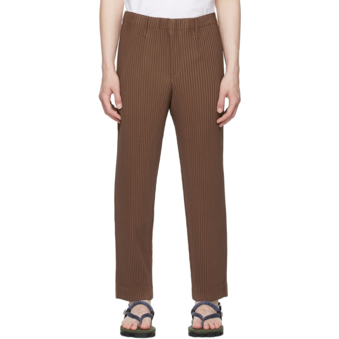 ISSEY MIYAKE BROWN TAILORED PLEATS 2 TROUSERS