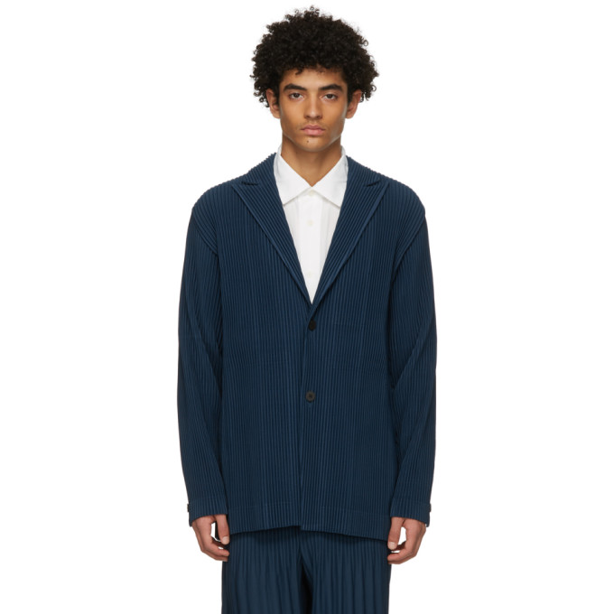 Homme Plisse Issey Miyake Blue Tailored Pleats 2 Blazer