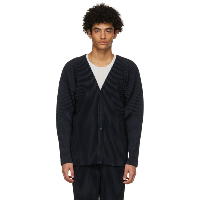 Homme Plisse Issey Miyake Navy Basics Cardigan