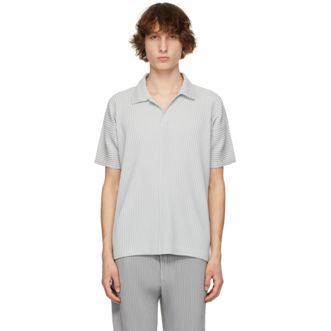 ISSEY MIYAKE GREY PLEATS BASIC POLO