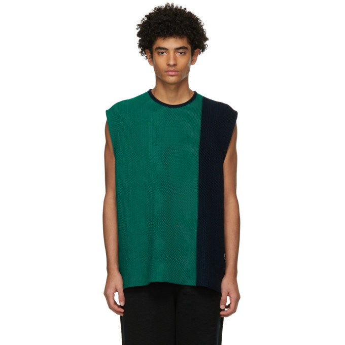 Homme Plisse Issey Miyake Green Combi Knit Tank Top