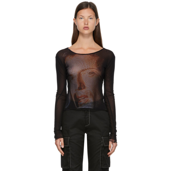 Sunnei Black Mesh Long Sleeve T-Shirt Sunnei