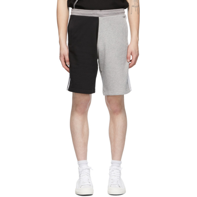 adidas Originals Black and Grey Blocked 3-Stripes Shorts