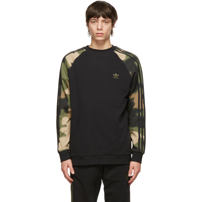 adidas Originals Black Camo Stripes Crewneck Sweatshirt