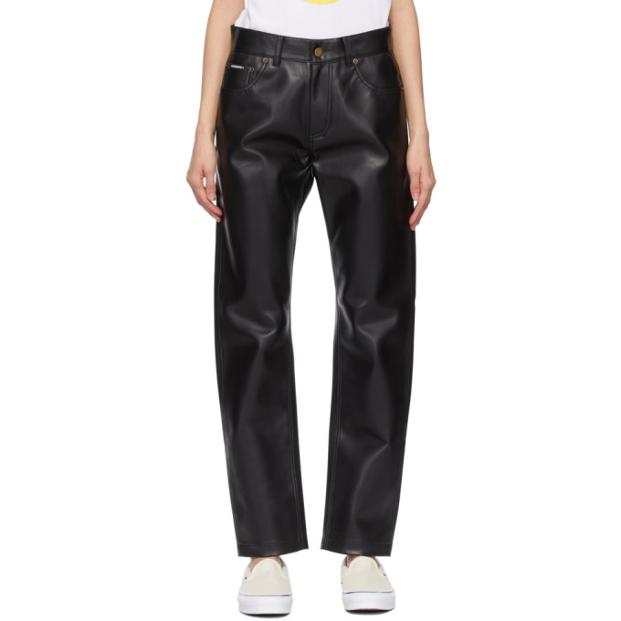 Noon Goons Black Faux-Leather Series Trousers
