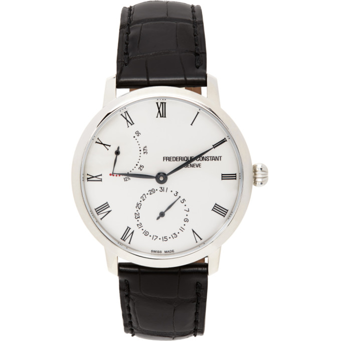 Frederique Constant Silver and Black Slimline Power Reserve Manufacture Watch