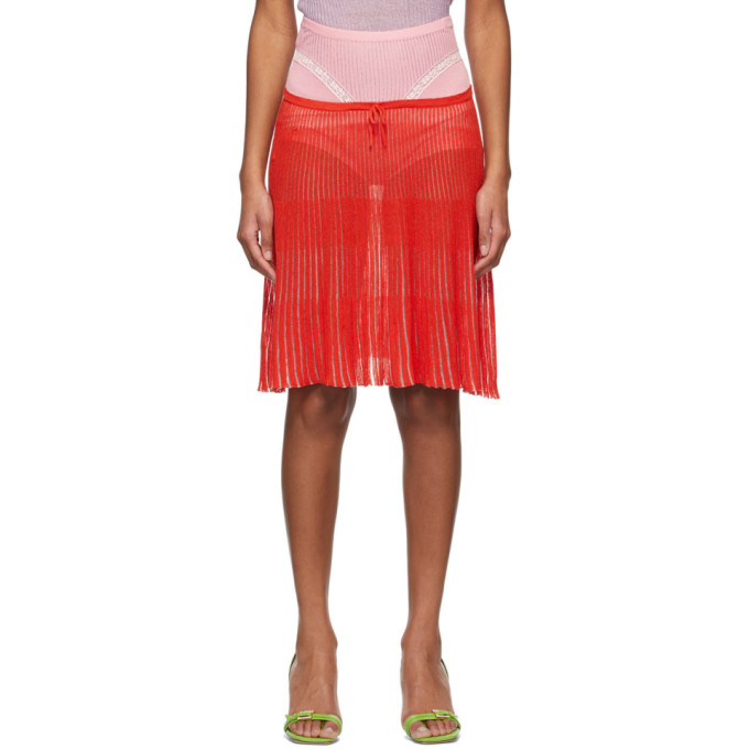 Cormio Pink & Red Daria Skirt In Pink/red