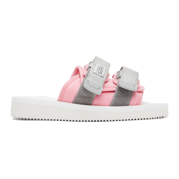 Suicoke SSENSE Exclusive Pink and Grey MOTO-Cab Sandals