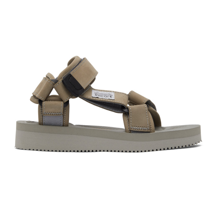 Suicoke Taupe and Grey Nubuck DEPA-V2NU Sandals