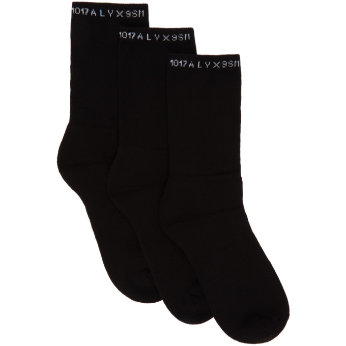 1017 ALYX 9SM Three-Pack Black Logo Socks