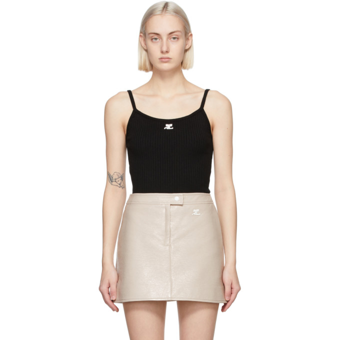 Courreges Black Rib Knit Tank Top