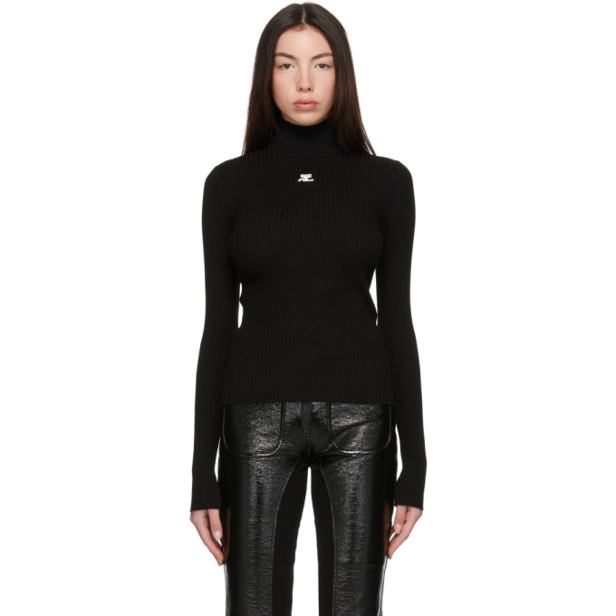 Courreges Black Rib Knit Turtleneck