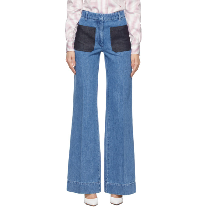 Victoria Beckham Blue Patch Pocket Jeans