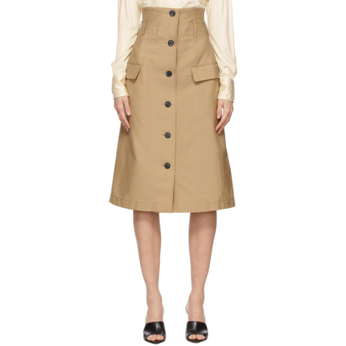 Victoria Beckham Beige Flare Skirt