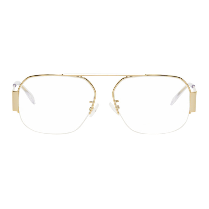 Bottega Veneta Gold Rectangular Glasses