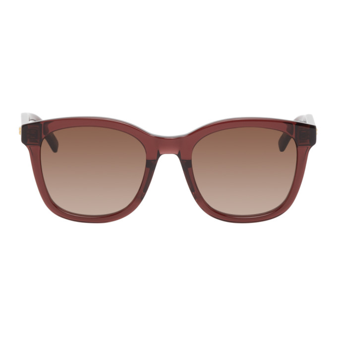 Bottega Veneta Burgundy Acetate Square Sunglasses