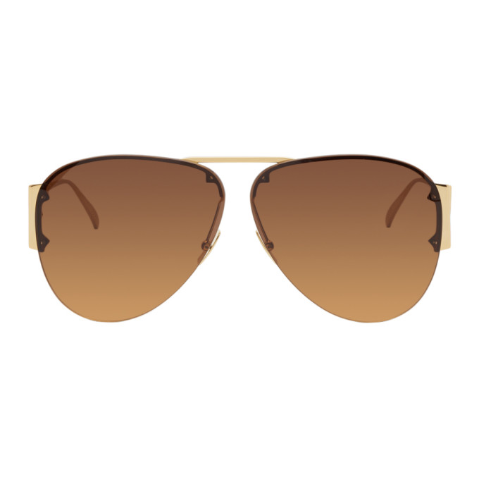 Bottega Veneta Gold Aviator Sunglasses