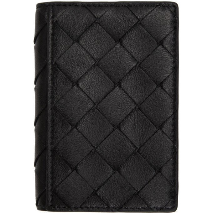 Bottega Veneta Black Intrecciato Bifold Card Holder