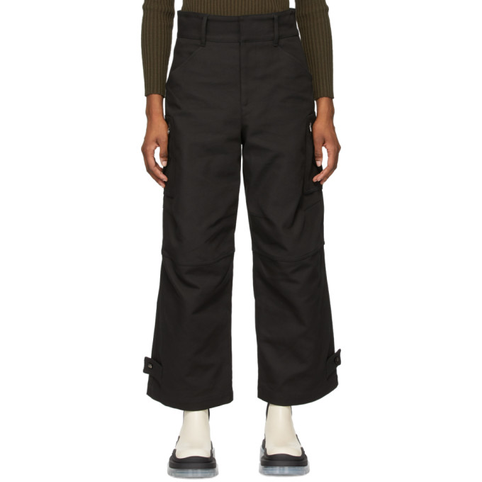 BOTTEGA VENETA BOTTEGA VENETA BLACK CANVAS BELT TROUSERS
