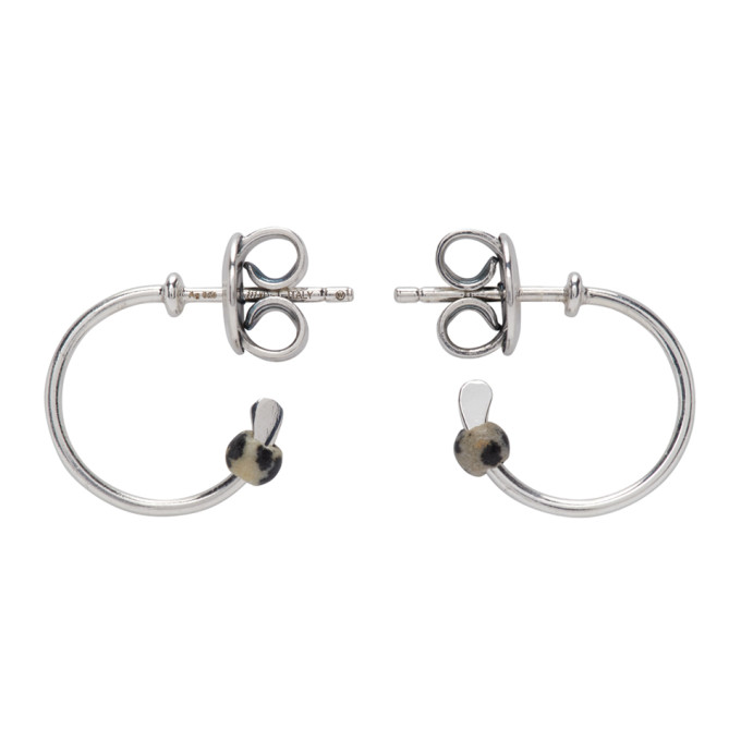 Bottega Veneta Silver Dalmatian Bead Hoop Earrings