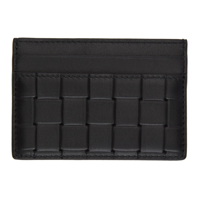 Bottega Veneta Black Printed Grid Card Holder