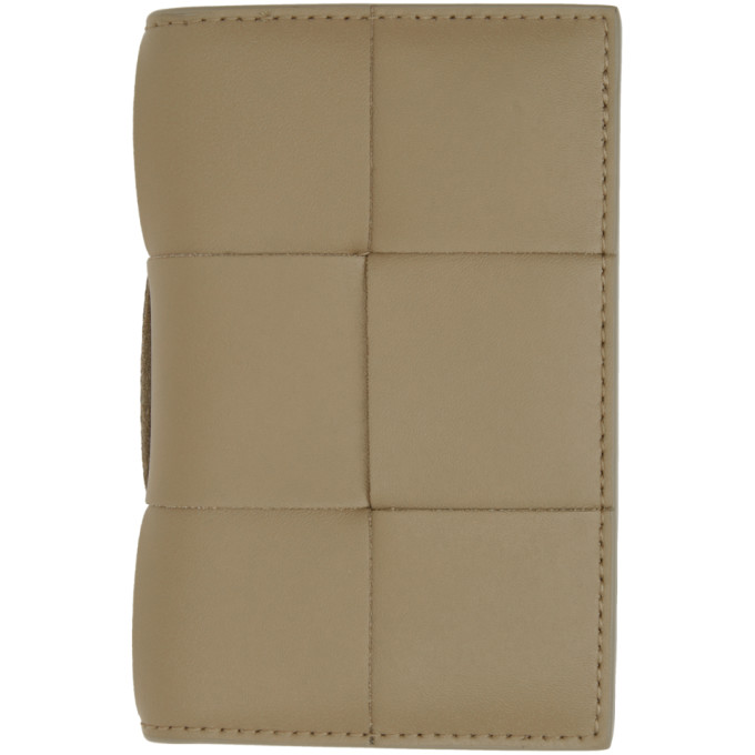 Bottega Veneta Taupe Maxi Intrecciato Card Holder