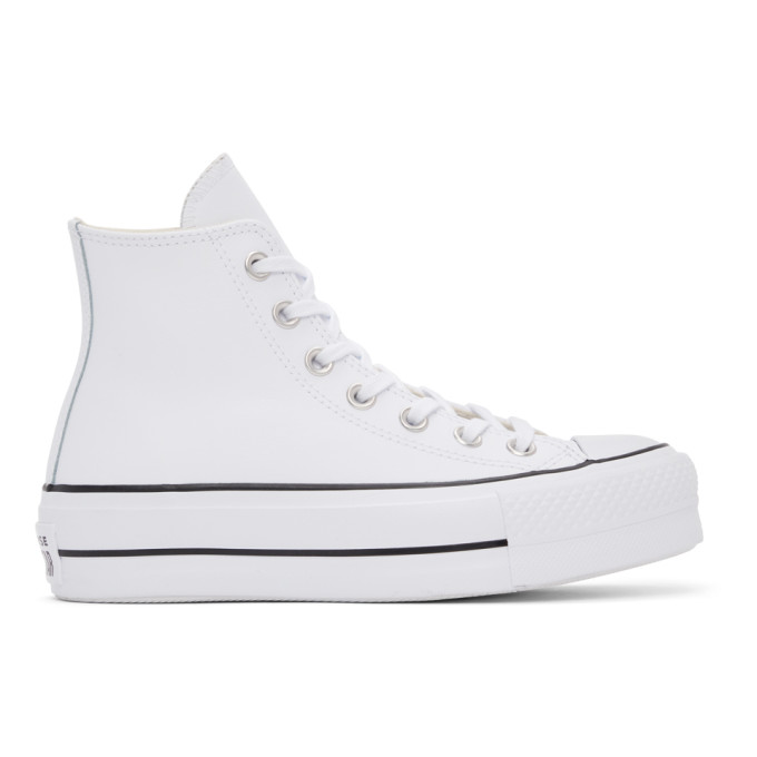 Converse White Leather Chuck Taylor All Star Lift High Sneakers