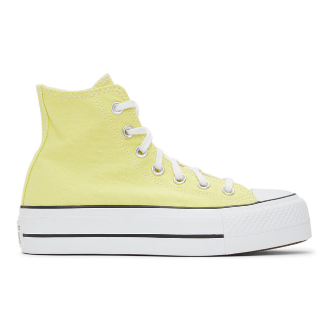 Converse Yellow Color Platform Chuck Taylor All Star High Sneakers