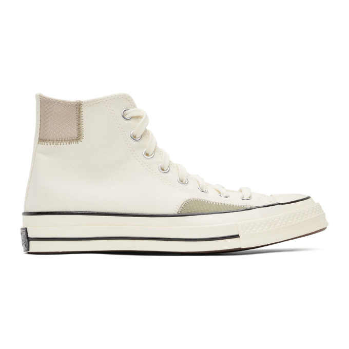 Converse Off-White and Green Alt Exploration Chuck 70 Hi Sneakers
